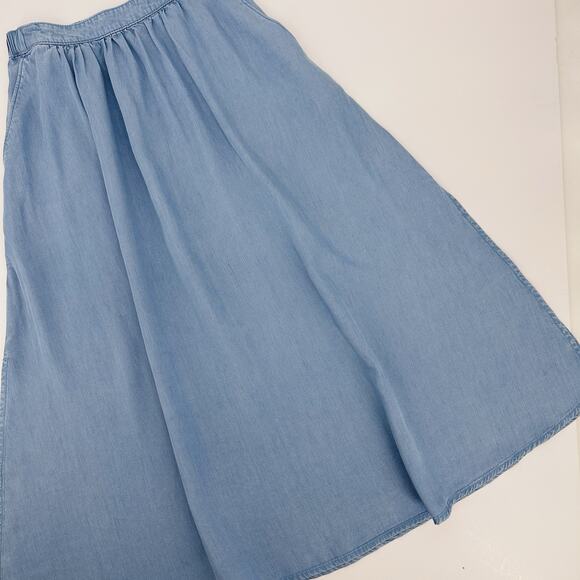 Haven Well Within Chambray Maxi Skirt Women’s XXS Tencel Blue Minimalist Capsule - Picture 5 of 11